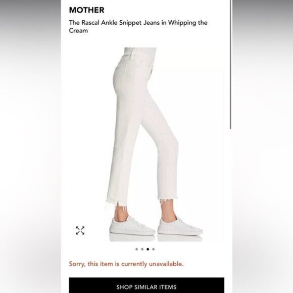 ⭐️ MOTHER - THE RASCLE ANKLE SNIPPET JEANS IN WHIPPING CREAM - Picture 3 of 14